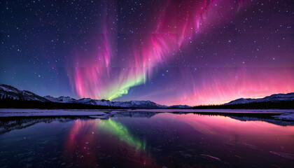 Aurore Bor&eacute;ale au-dessus d'un Lac Miroir
