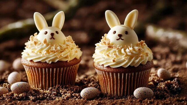 Easter bunny cupcakes , funny Easter treats for kids