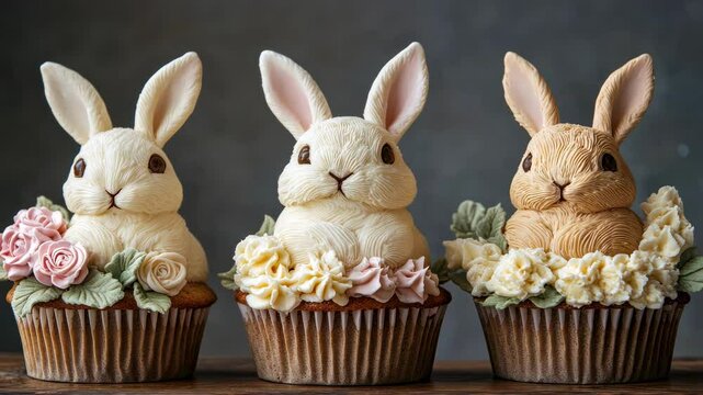 Easter bunny cupcakes , funny Easter treats for kids