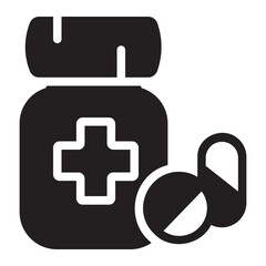 Pills Bottle glyph icon