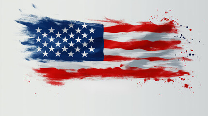 Abstract American flag design with modern artistic style. Illustration ideal for patriotic themes, campaigns for 2024 elections. Bold painted style expresses democratic principles, national pride.