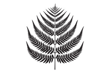 A black and white silhouette of a fern leaf 