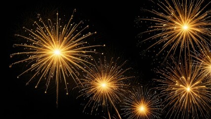 Obraz premium Firework border background, gold fireworks frame with stars and sparkles, firework banner