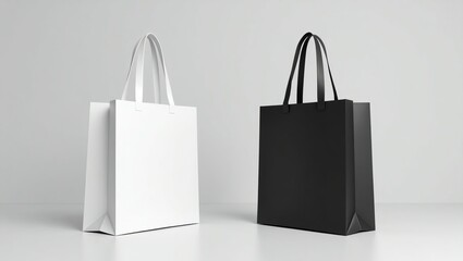 Two Blank Tote Bags One White One Black