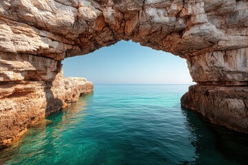 Fototapeta premium Coastal arches glowing at sunset landscape perspective photography