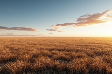Obraz premium Sunset landscape perspective over endless prairie tranquil scene