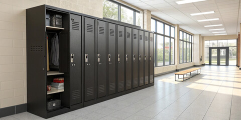 3D Stock Photo of Black Gym Lockers