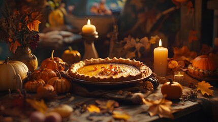 Naklejka premium Autumn Pumpkin Pie Celebration