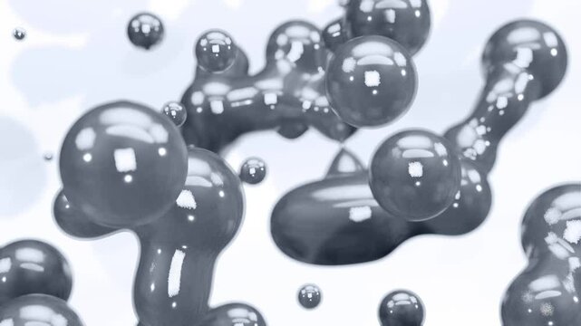 Experience the mesmerizing beauty of glass drops and spheres seamlessly merging together in a captivating cyclical motion as featured in this stunning 4K animation that enchants the viewer