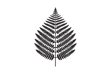 A black and white silhouette of a fern leaf 