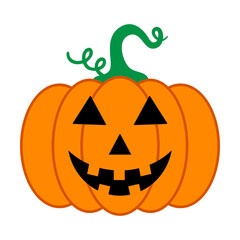 Pumpkin with smiling face svg cut file. Isolated vector illustration.