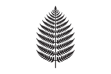 A black and white silhouette of a fern leaf 