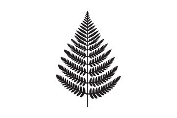 A black and white silhouette of a fern leaf 