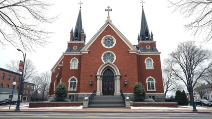 Fototapeta premium Saint Agnes Parish Church, Arlington, MA - Historic Architectural Beauty