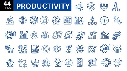 Productivity line icon set.