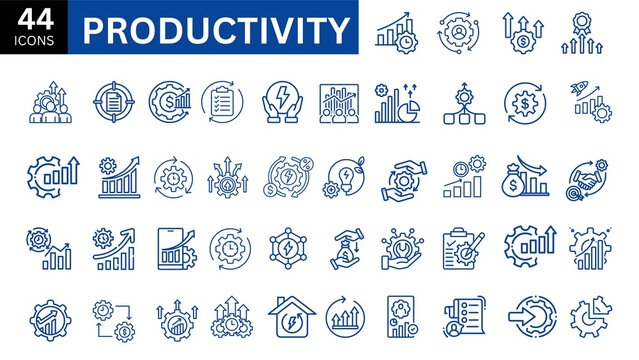 Productivity line icon set.