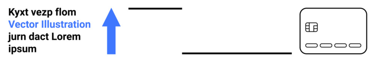 Blue arrow points to text box with placeholder text beside a minimalist dashboard layout. Ideal for presentations, pointers, data highlights, web design, UXUI, training, education. Landing page