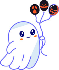 Halloween Ghost Holding Balloon