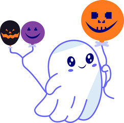 Halloween Ghost Holding Balloon