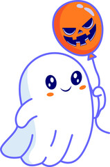 Halloween Ghost Holding Balloon