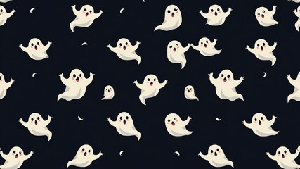 Spooky Ghost Pattern - Dark Background