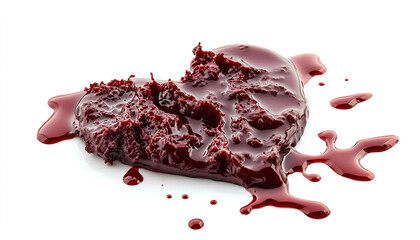 Bloody heart shape puddle (splatter) isolated on white background