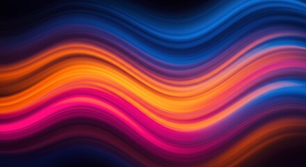 Abstract Flowing Waves: Vibrant, dynamic curves of pink, orange, and blue blend seamlessly, creating a mesmerizing abstract background perfect for modern designs. 