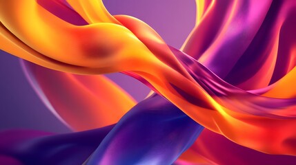 Fototapeta premium Abstract swirling vibrant fabrics, purple orange, design backdrop