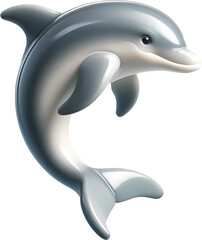 A dolphin is flying in the air