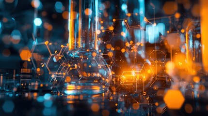 Abstract Futuristic Molecular Structure:  Science, Technology, and Innovation Visualization