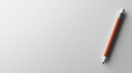 A sharpened orange pencil lies on a blank white surface.