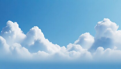 Heavenly Cumulus Cloudscape: A Serene Panorama of White Clouds Against a Vivid Blue Sky
