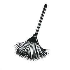 A Black and White Illustration of a Broom