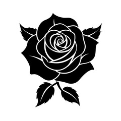 Rose Flower Silhouette Vector Art Illustration - Black Silhouette Design