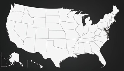 Blank United States Map:  Detailed Outline of All 50 States and Territories