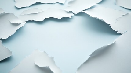 Fototapeta premium Torn White Paper on Light Blue Background