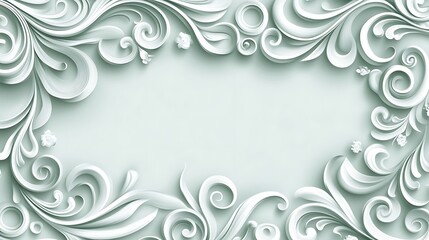 Elegant White Floral Swirls Frame Design
