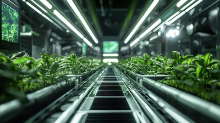 Futuristic Hydroponic Farm: Green Technology and Sustainable Agriculture