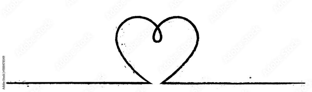 Canvas Prints vector illustration of a textured black heart resting on a horizontal line, symbolizing balance and 