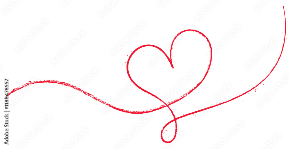 Canvas Prints vector illustration of a vibrant red heart drawn with a textured continuous line, perfect for romant