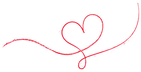 Vector illustration of a vibrant red heart drawn with a textured continuous line, perfect for romantic and creative designs.