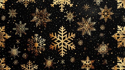 Golden snowflakes are shown in close-up on a dark background that is studio-clean, with enough of room for writing or a backdrop, Generative AI.