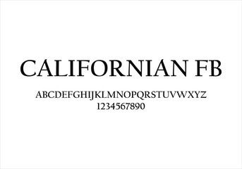 Californian FB font for logo and headline. Isolated vector typeset