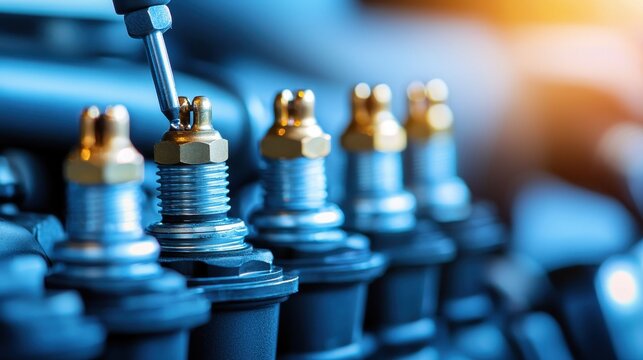 Inspecting engine components automotive workshop technical industrial environment close-up view mechanics insight