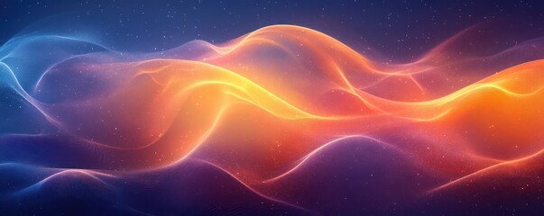 Fototapeta premium Abstract Cosmic Waves: A Symphony of Orange and Blue