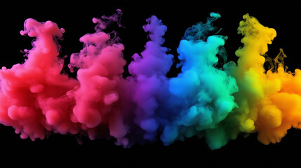 Fototapeta premium Vibrant colorful smoke: rainbow spectrum on black background