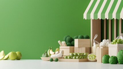 Fresh green produce display at a market stall vibrant colors food natural environment close-up view