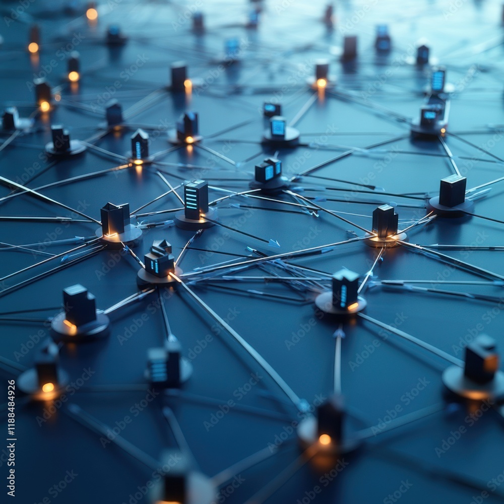Poster network connections illuminated on a futuristic technology background displaying data interaction an