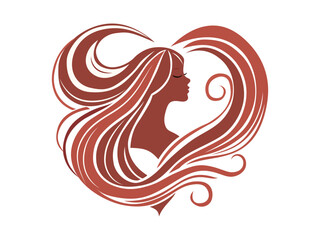 cute girl heart long hair self care love yourself body positive concept happy woman hugs llustration international women's day vector postcard valentines card