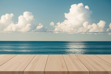 Tranquil Wooden Deck Over Turquoise Ocean